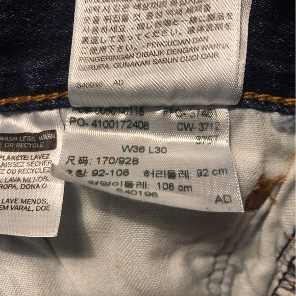 Levi’s 501 Mens 36x30 Dark Blue Denim Jeans Button Fly Red Tab Year 2012 - Picture 5 of 6